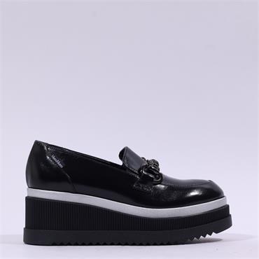 Marco Moreo Stockholm Platform Link Shoe - Black Leather